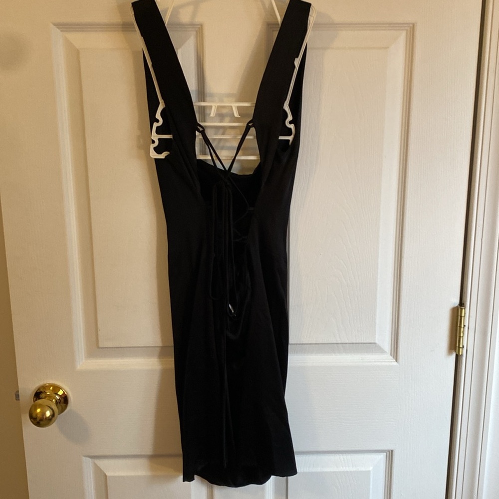 Meshki Carina Tie Back Black Mini Slip Dress - Picture 5 of 13